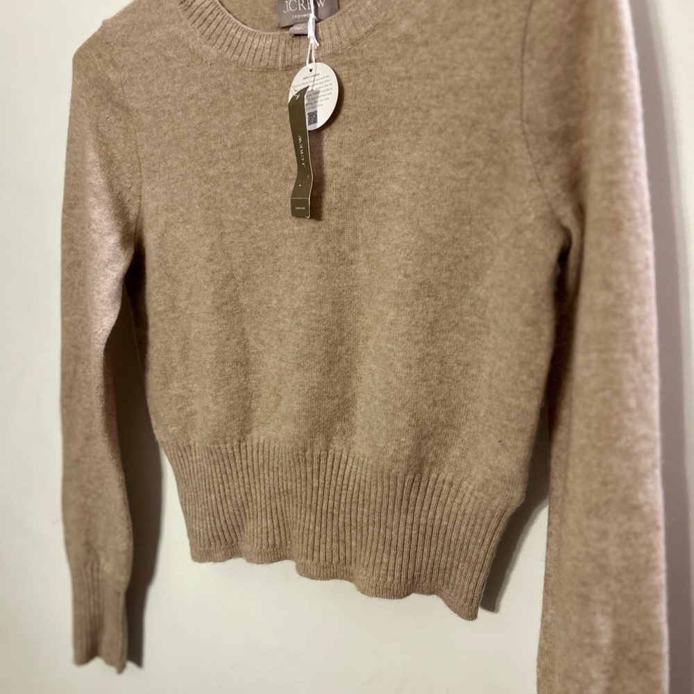 J. Crew Women's Cashmere Shrunken Crewneck Sweater in Heather Stone Sz.  XS NEW - Picture 8 of 8